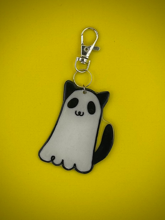 Ghost Cat Keychain