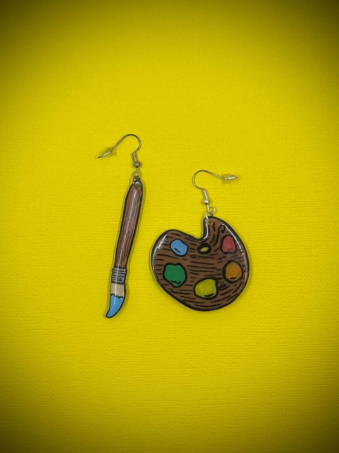 Paint Palette and Brush Earrings