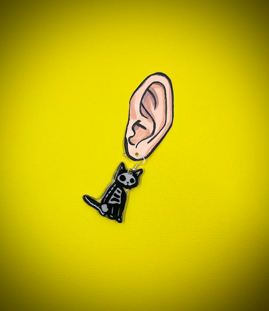 Skelly Cat Earrings