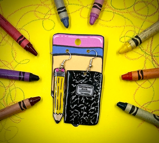 Pencil and Composition Book Earrings