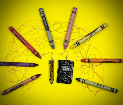 Pencil and Composition Book Earrings