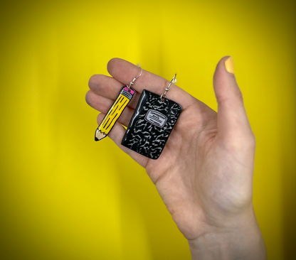 Pencil and Composition Book Earrings