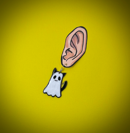 Ghost Cat Earrings