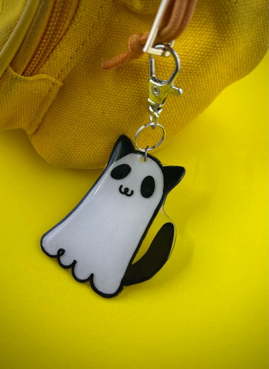 Ghost Cat Keychain