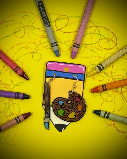 Paint Palette and Brush Earrings