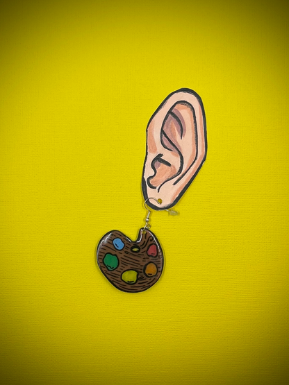 Paint Palette and Brush Earrings