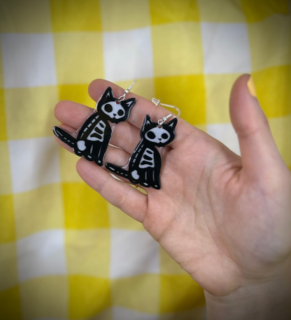 Skelly Cat Earrings