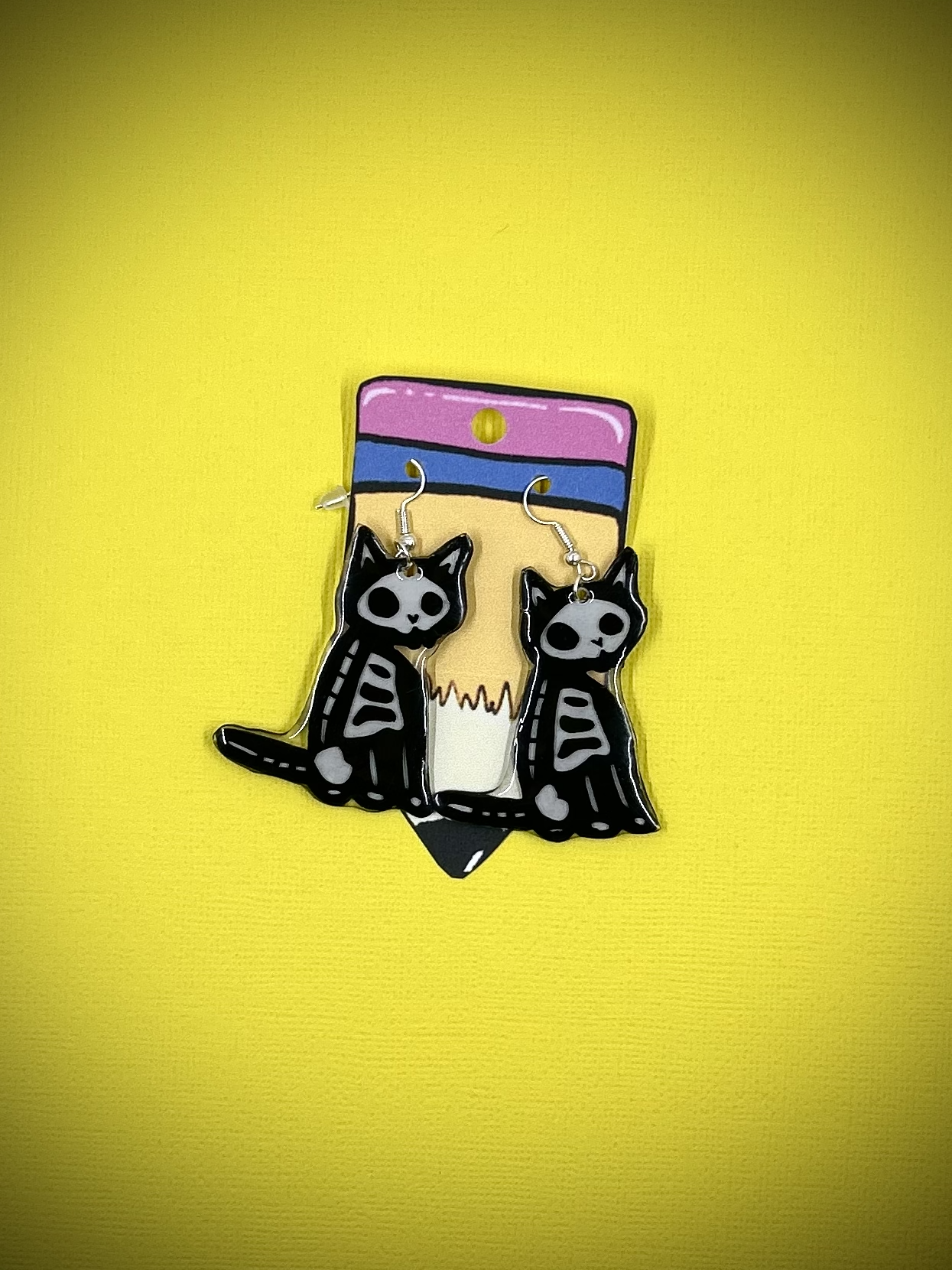 Skelly Cat Earrings
