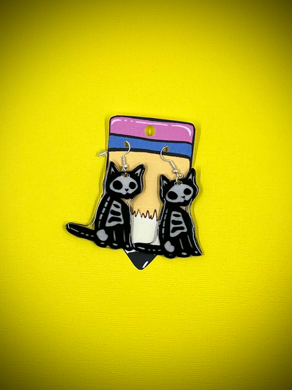 Skelly Cat Earrings