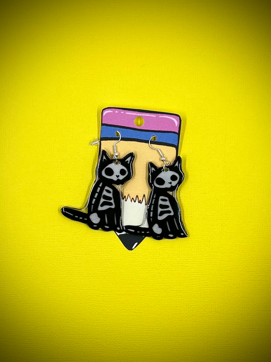 Skelly Cat Earrings