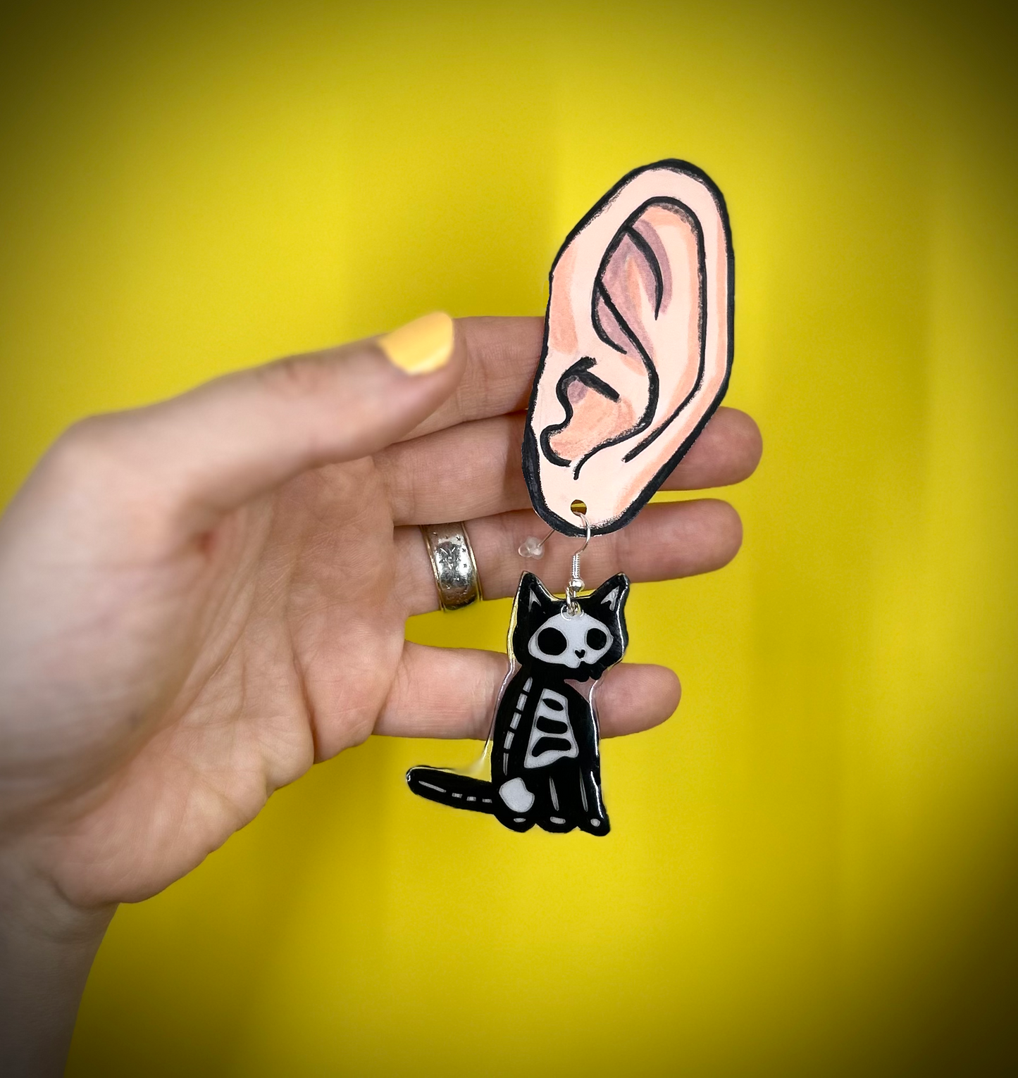 Skelly Cat Earrings