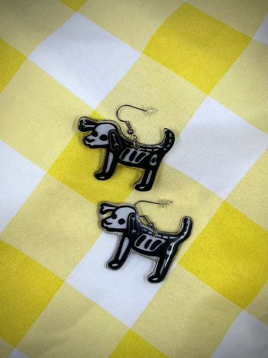 Skelly Dog Earrings
